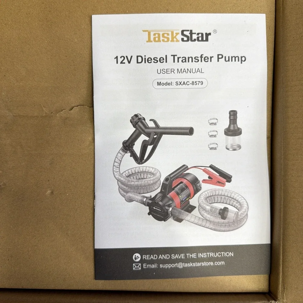 TS 12V DC Fuel Transfer Pump 13 GPM for Diesel, Kerosene, with Nozzle